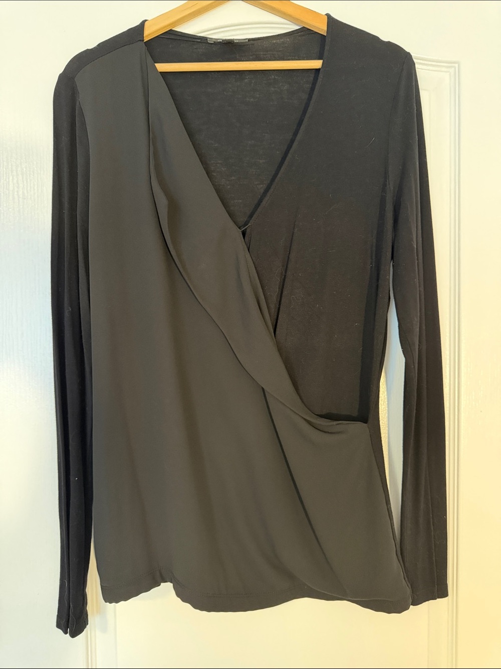MEXX Black Draped Wrap Blouse – Size L